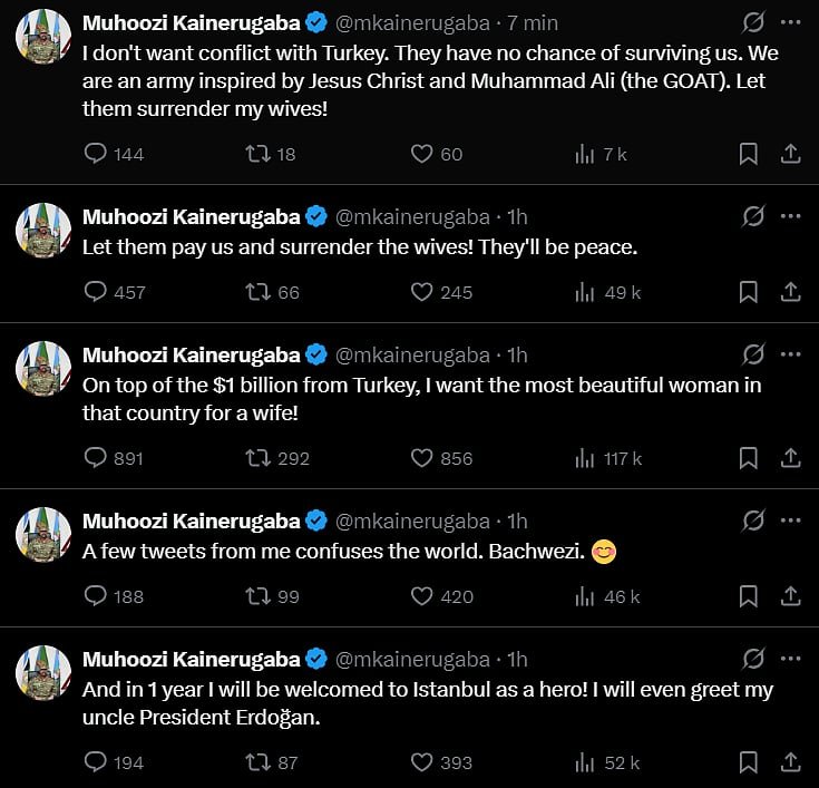 ‘I want a beautiful Turkish woman as my wife’ – Uganda president’s son crosses the line