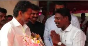 “Be careful” – Thanjavur TVK MLA Vijay pats Vijay Saravanan on the back!