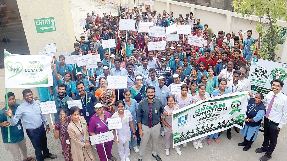 Organ donation awareness rally on behalf of Curie Hospital: held in Thuraipakkam