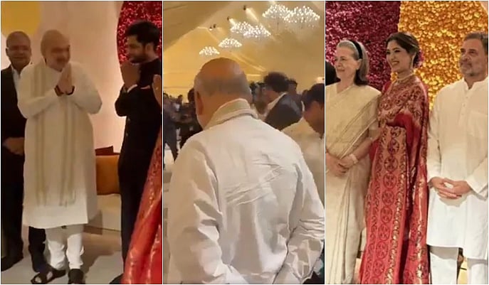 Rahul and Amit Shah, standing side by side at Sharad Pawar’s house reception, ignored each other!
