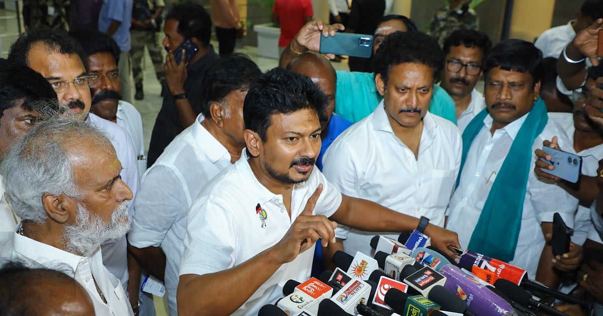 "Vijay ran away in fear; we will not run and hide" – Udhayanidhi Stalin at Trichy airport