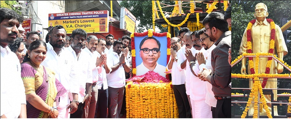 Ministers garlanded and paid floral tribute to the statue of Ramasamy Padayatchiyar
