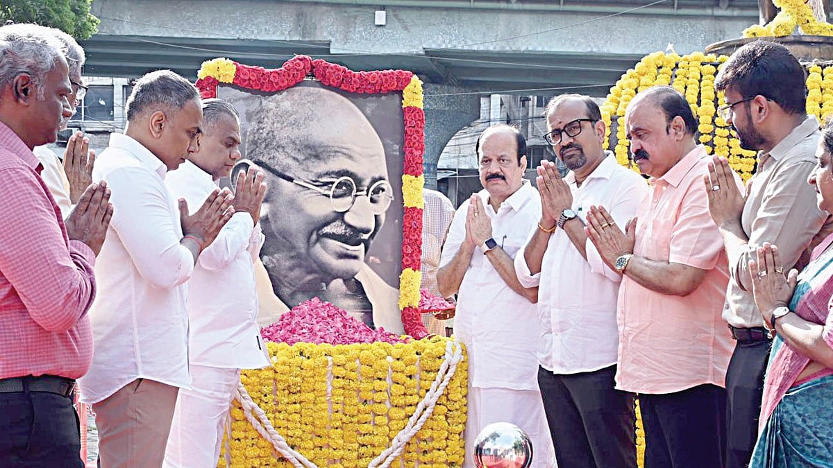 158th Birth Anniversary Celebration: Government Honors to Mahatma Gandhi's Statue
