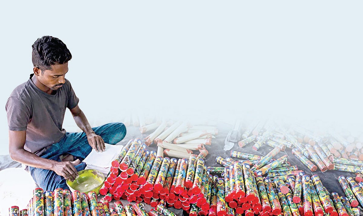 As Diwali approaches, firecracker production work in Sivakasi is affected